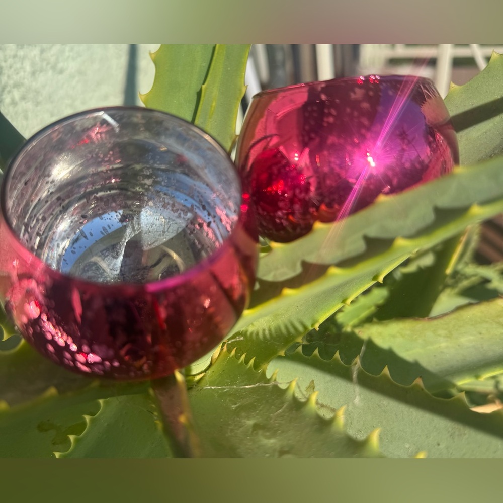 Red Glass Candle Holders